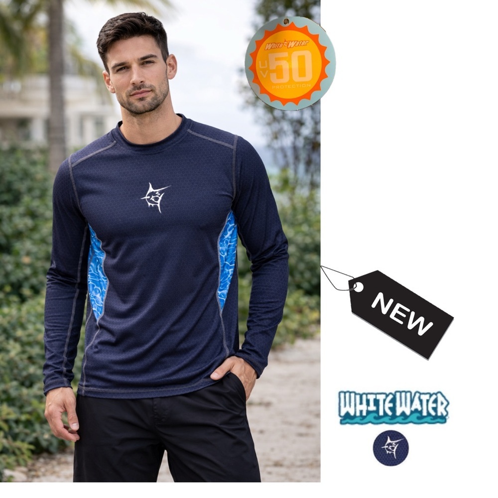 NWT White Water Men’s Technoflex Performance Shirt w/UV50 Sun Protection